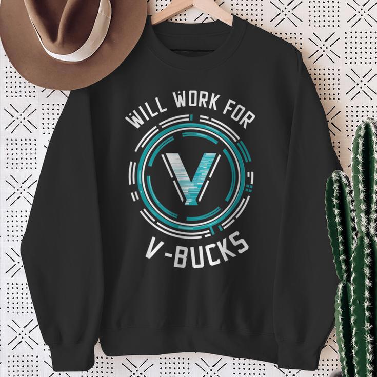 Will Work For V Bucks Battle Royale Gamer Sweatshirt Seseable UK