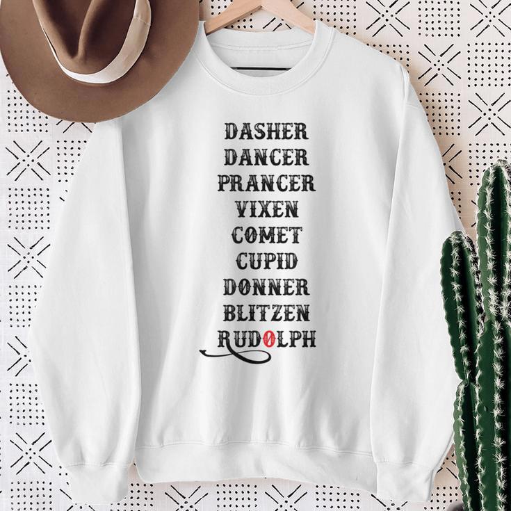 Rudolph And Santa Claus Reindeer Name Christmas Eve Sweatshirt Geschenke für alte Frauen