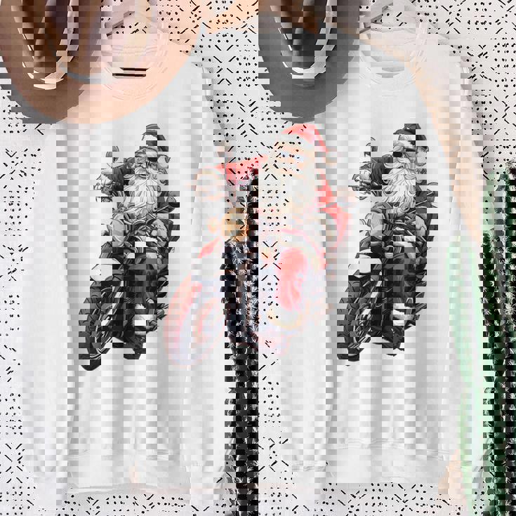 Santa Riding Motorcycle Bike Christmas Biker Xmas Sweatshirt Gifts for Old Women