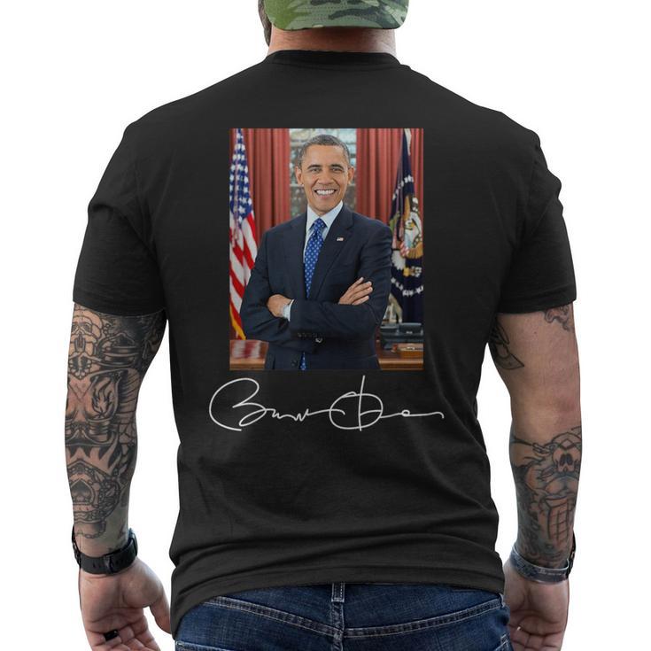 Barack Obama Signature And Portrait T-Shirt mit Rückendruck