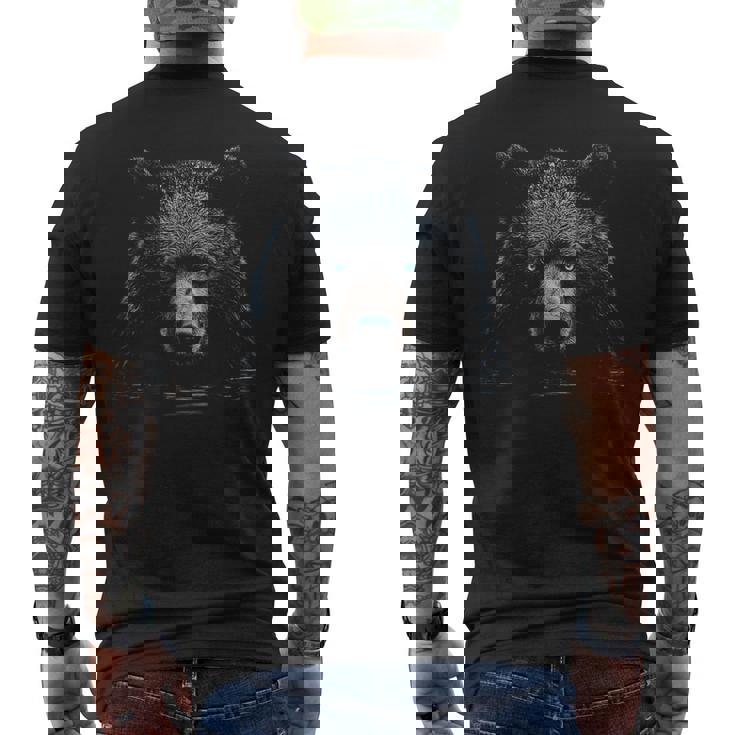 Bear Animal Motif Blue Eyes Illustration Bear Men's T-shirt Back Print