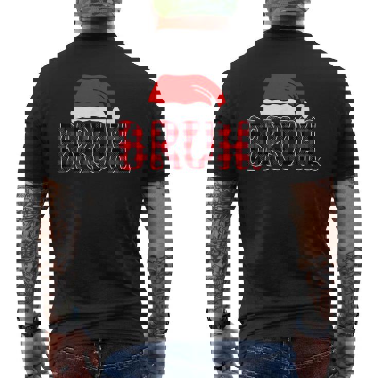 Bruh Christmas Plaid Teens Boys Kids Xmas Pajamas Men's Back Print T-Shirt