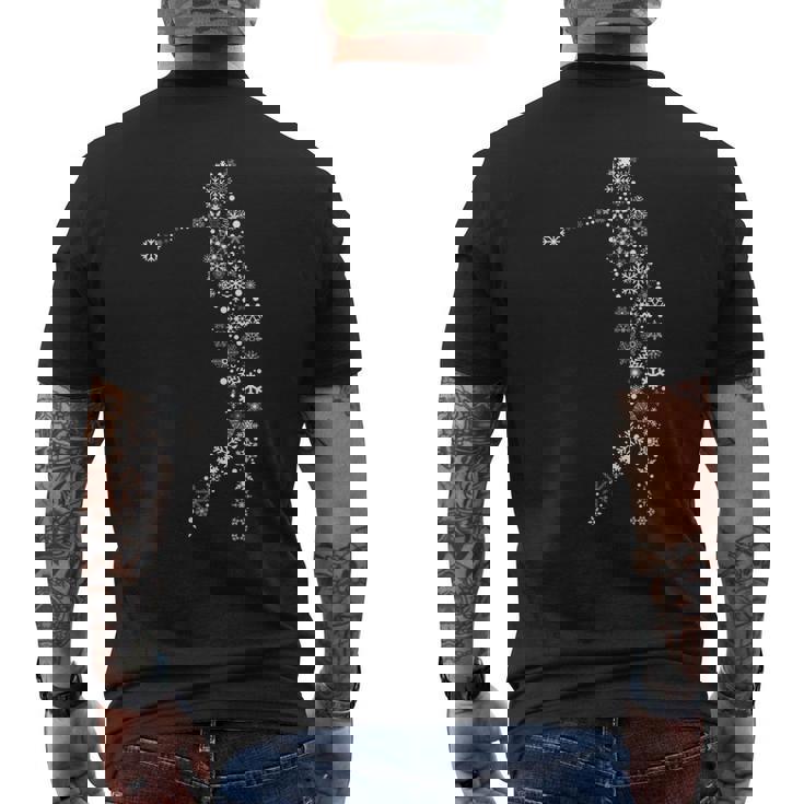 Christmas Golfer Golf Player Golfing Snowflake Men's Back Print T-Shirt