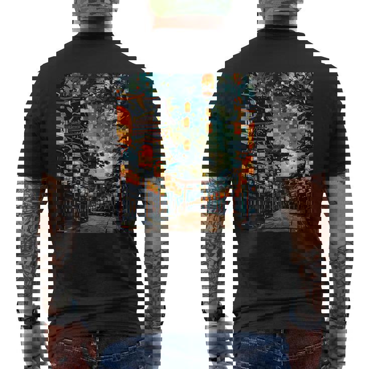 Cool Japanese Lantern Festival Premium Men's Back Print T-Shirt
