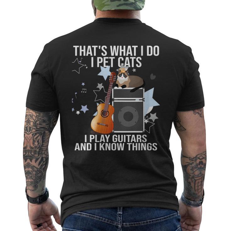 Damen Das Ist Was Ich Mache Ich Pet Cats Ich Spiele Gitarren & Ich Weiß Dinge Mit-Ausschnitt T-Shirt mit Rückendruck