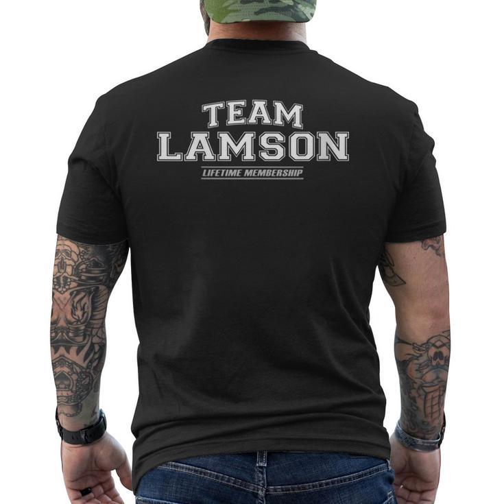 Damen Team Lamson Stolzer Familiennachname Nachname Geschenk Mit-Ausschnitt T-Shirt mit Rückendruck