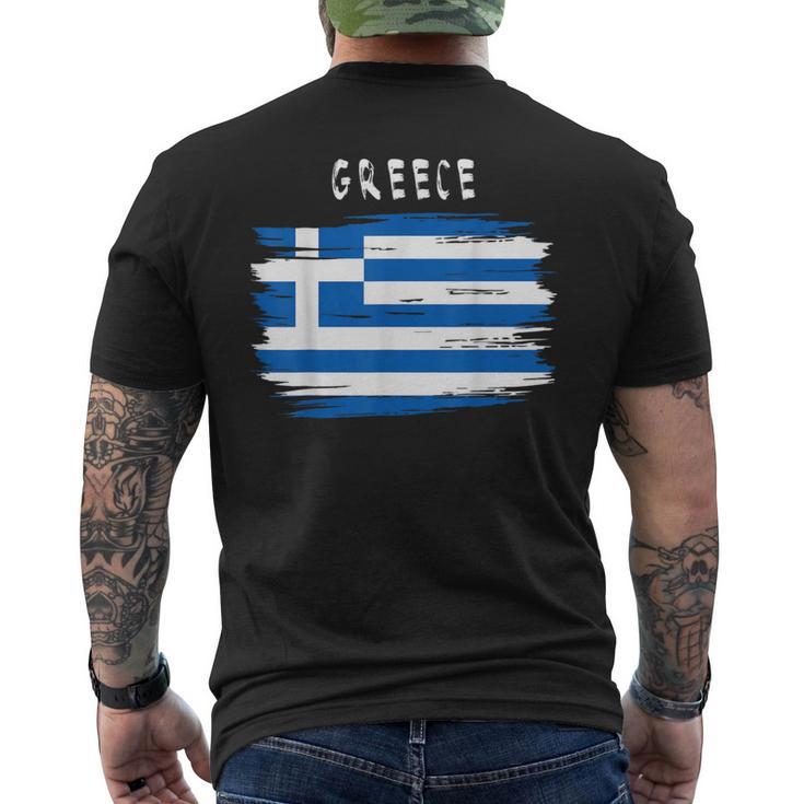 Greece Flag Brush Stroke Style T-Shirt mit Rückendruck