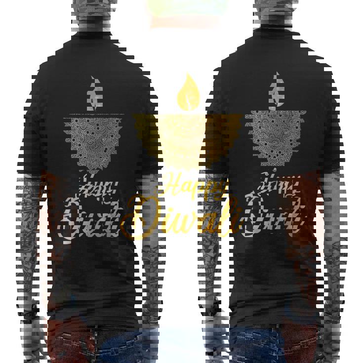 Happy Diwali Lantern Festival Lights Hindu Diya Deepavali Men's Back Print T-Shirt