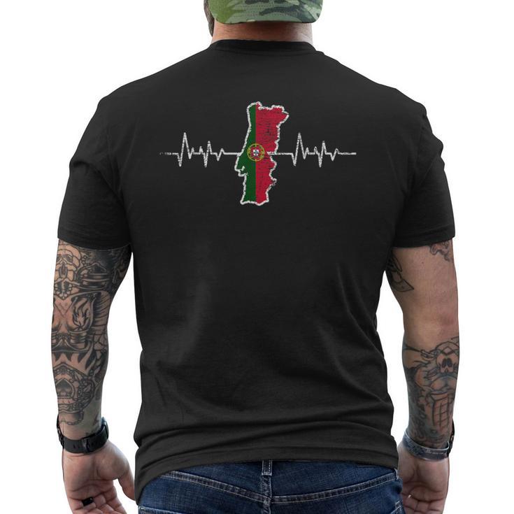 Heartbeat Portuguese Flag Portugal T-Shirt mit Rückendruck