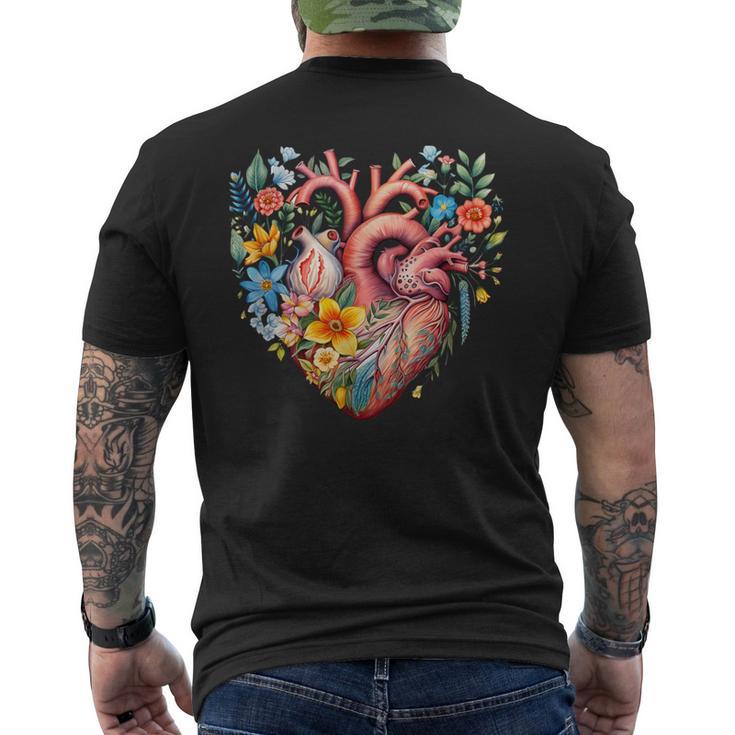 Herz Blumen Menschliches Organ Anatomie Liebe T-Shirt mit Rückendruck