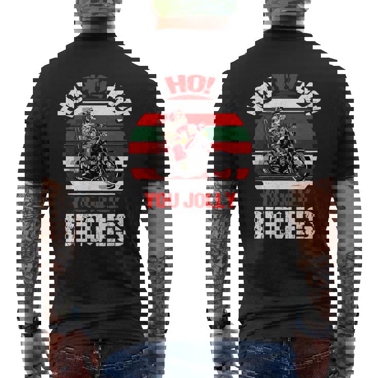 Ho HO HO You Jolly Bitches Santa On Motorcycle Men's Back Print T-Shirt