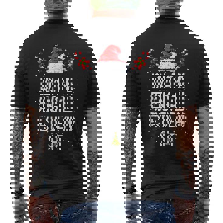 Look at Me Being All Festive and Shit Christmas Tree Men's Back Print T-Shirt