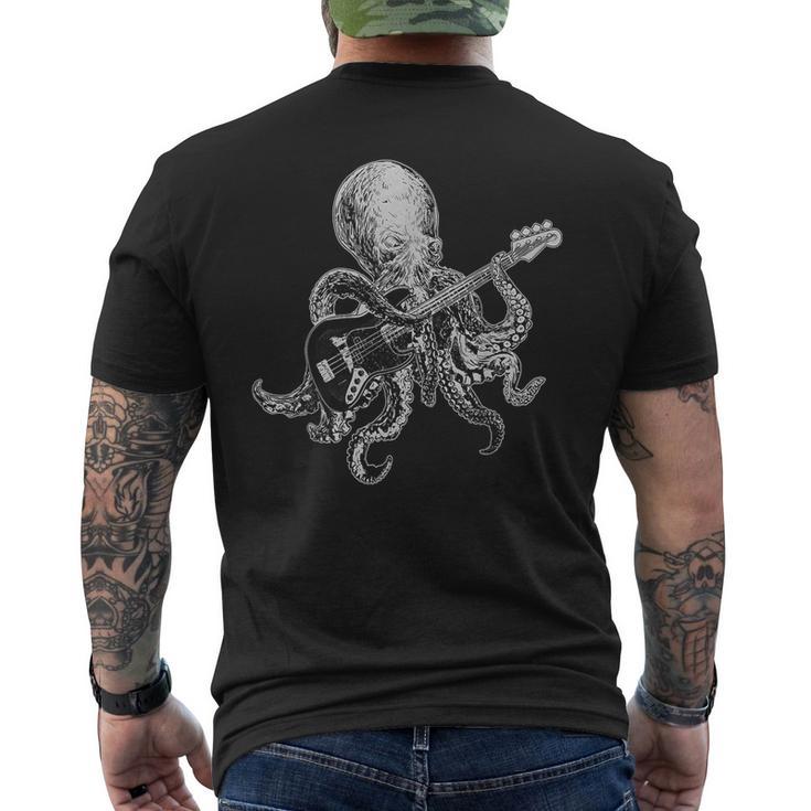 Octopus Playing Bass Guitar For Dad Octopus Lover Men's T-shirt Back Print