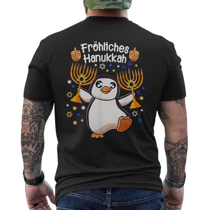 Penguin Hanukkah Menorah Happy Hanukkah T-Shirt mit Rückendruck