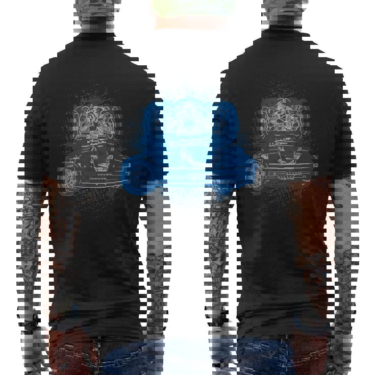 Plan De Laoiture De Course Rétro Morgan 3 Wheeler T-shirt imprimé au dos