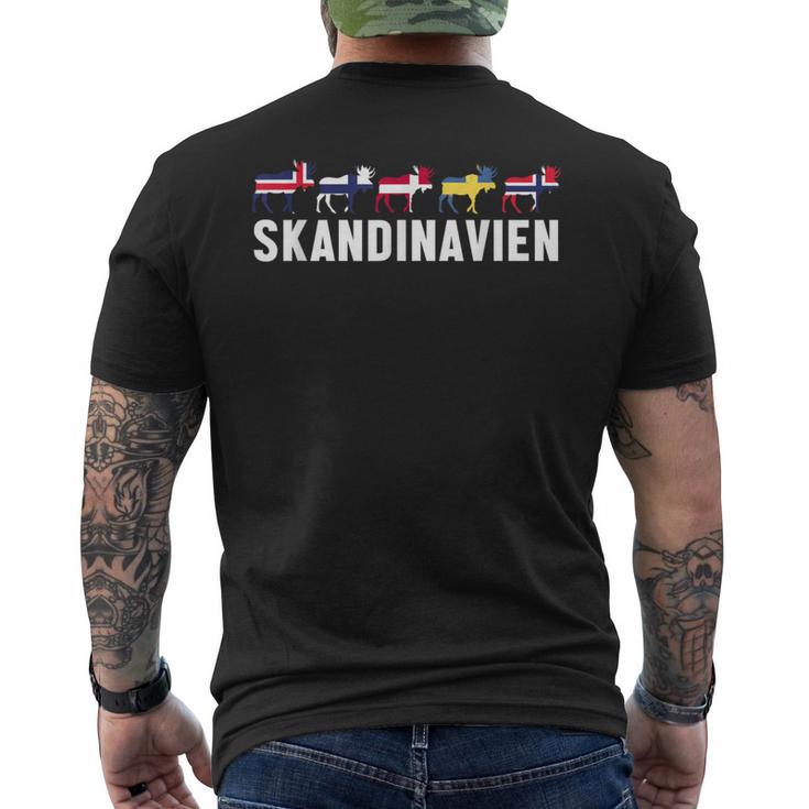 Scandinavia Sweden Norway Denmark Flags Elk Holiday T-Shirt mit Rückendruck