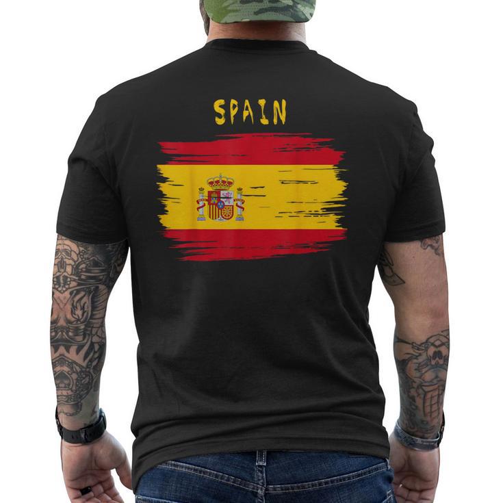 Spain Flag Brush Stroke Style T-Shirt mit Rückendruck