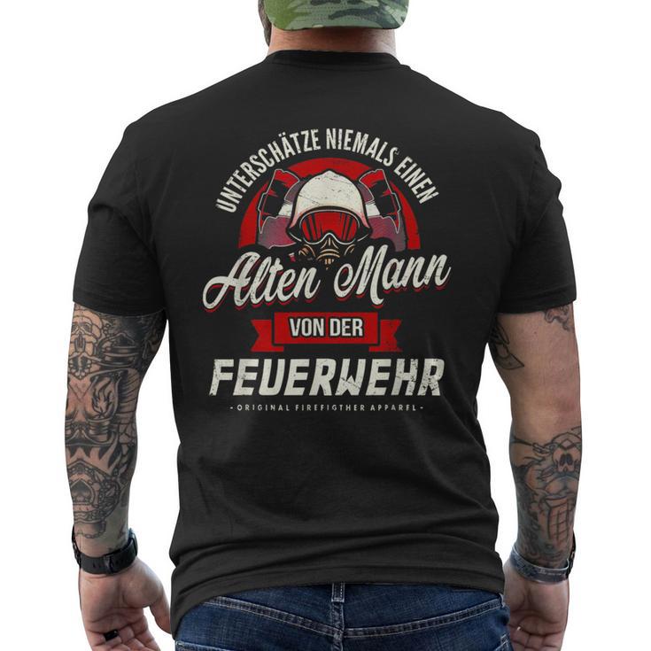 Underschätze Niemal Alten Mann Fireman T-Shirt mit Rückendruck