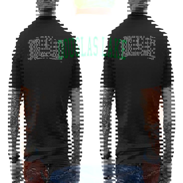 Vintage Douglas Lake Distressed Green Varsity Style Men's Back Print T-Shirt