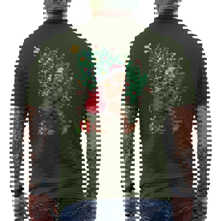 Bigfoot Santa Christmas Tree Lights Xmas Boys Sasquatch Men's T-shirt Back Print