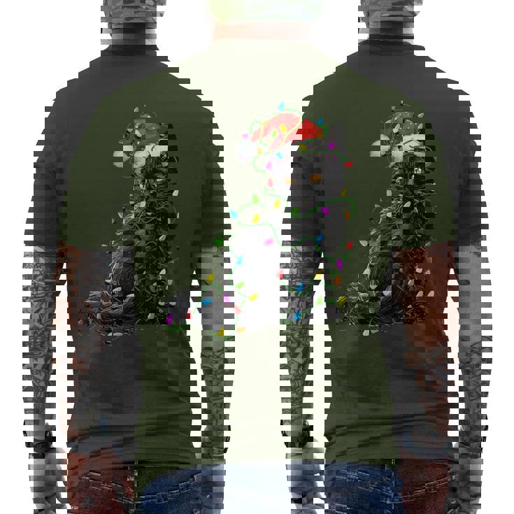 Black Cat Santa Christmas Tree Lighting Xmas Men's T-shirt Back Print