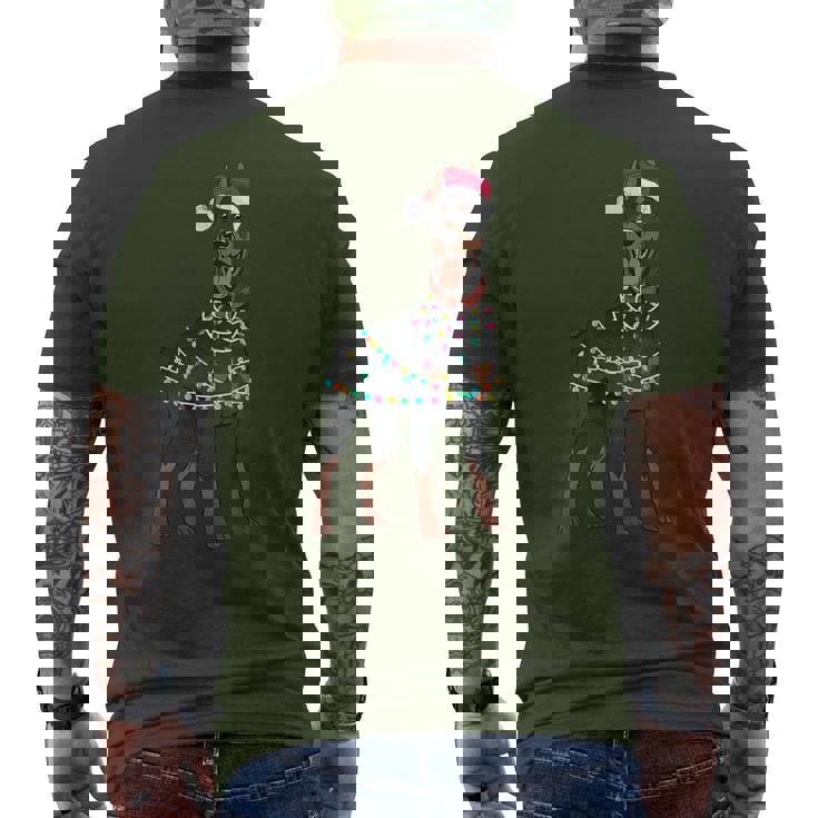 Doberman Santa Christmas Lights Dog Men's T-shirt Back Print
