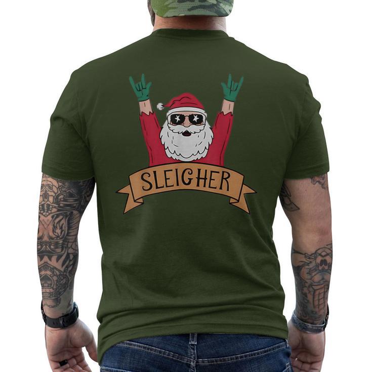 Sleigher Rock N Roll Santa Claus Christmas Men's T-shirt Back Print
