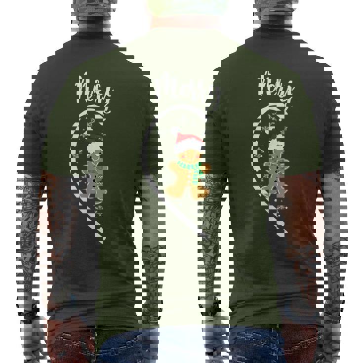 Merry Christmas Gingerbread Couple Christmas Pajama Matching Men's T-shirt Back Print
