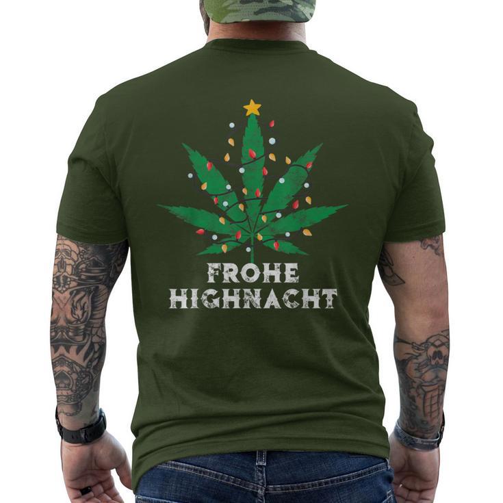 Merry Highnacht Christmas Hemp Leaf Word Game T-Shirt mit Rückendruck