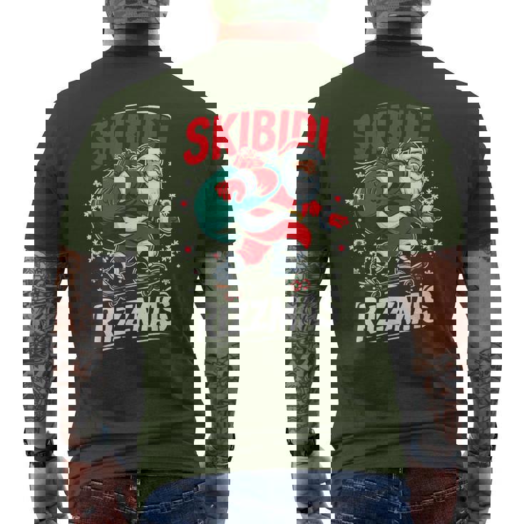 Retro Skibidi Rizzmas Santa Clause Skating Board Xmas Men's T-shirt Back Print