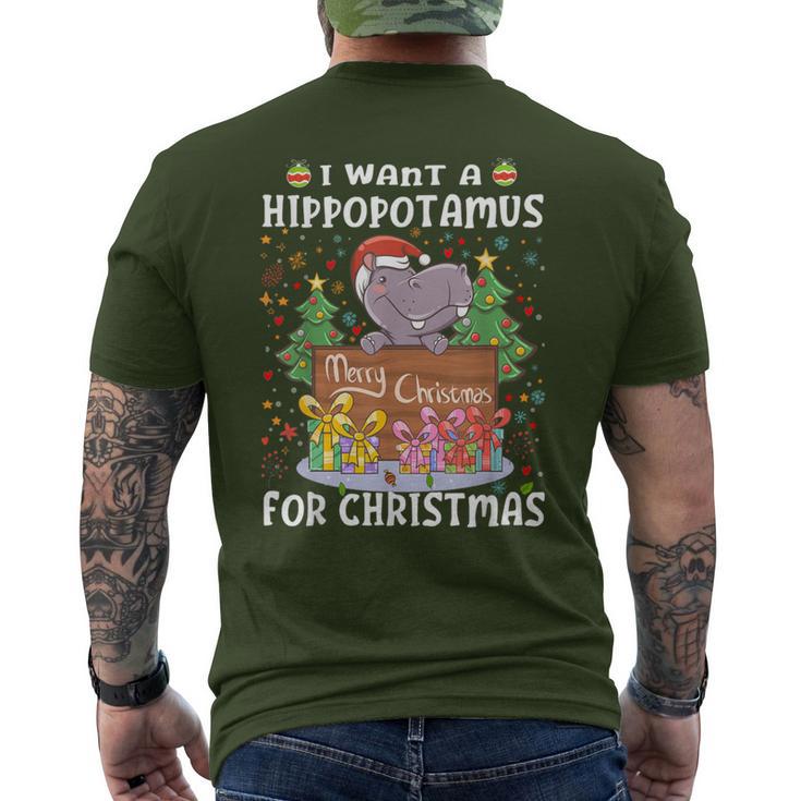T-shirt Homme Coton Gildan 5000 - Motif Hippopotame De Noël, Neuf (fait Sur Commande)