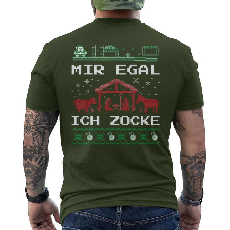 Weihnachten Mir Egal Ich Zocke Ugly Christmas For Gamer T-Shirt mit Rückendruck