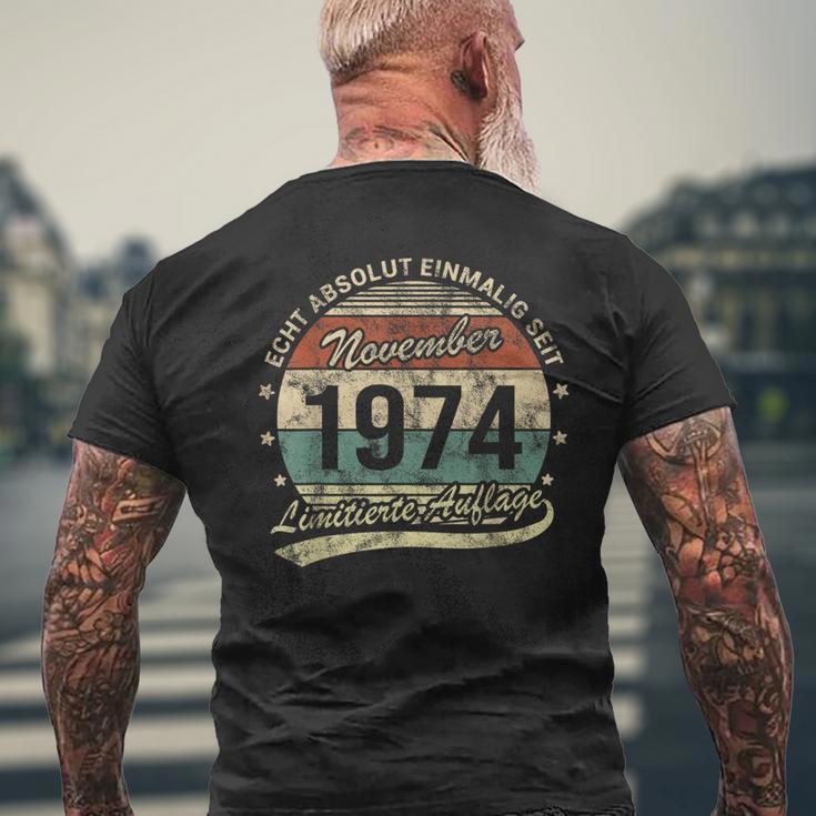 50Th Birthday Real Absolut Einmalig Seit November 1974 T-Shirt mit Rückendruck Geschenke für alte Männer