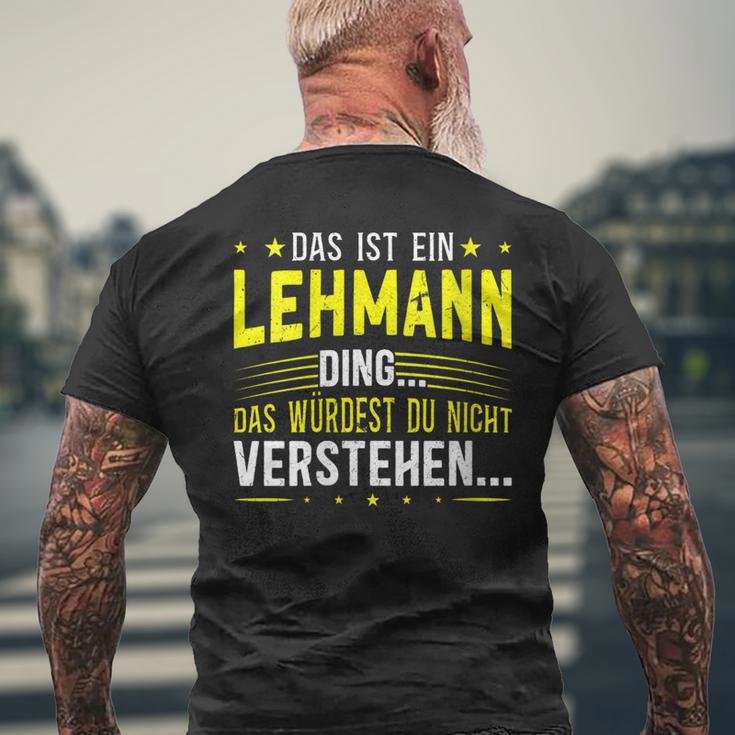 Damen Das Ist Ein Lehmann Ding Spruch Für Familie Lehmann Mit-Ausschnitt T-Shirt mit Rückendruck Geschenke für alte Männer