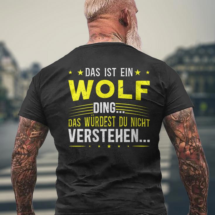 Damen Das Ist Ein Wolf Ding Spruch Für Familie Wolf Mit-Ausschnitt T-Shirt mit Rückendruck Geschenke für alte Männer