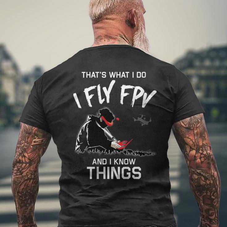 Damen Das Ist Was Ich Tue Ich Fliege Fpv Und Ich Weiß Dinge Mit-Ausschnitt T-Shirt mit Rückendruck Geschenke für alte Männer