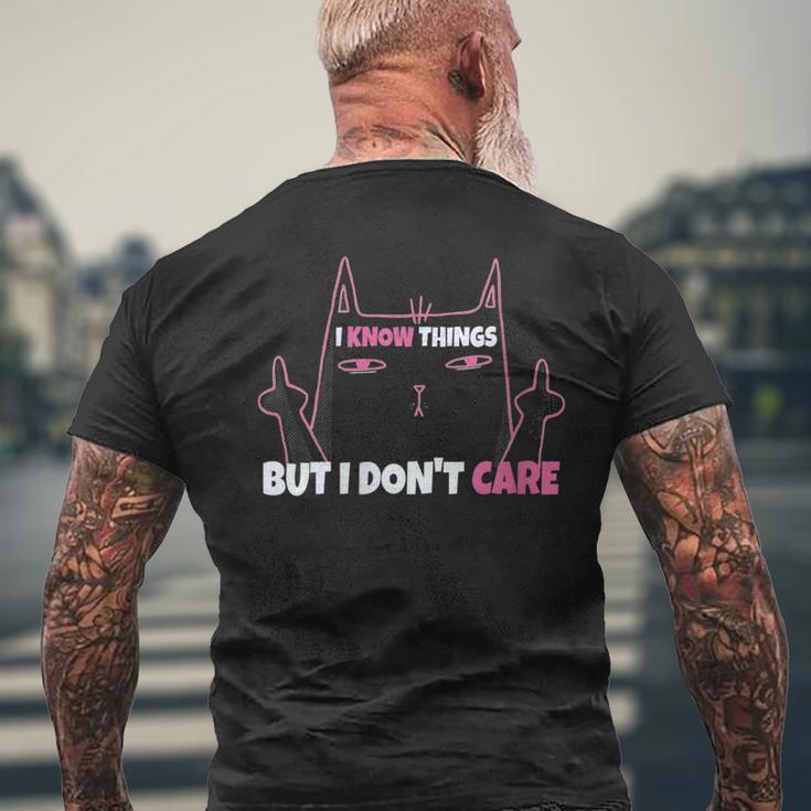 Damen Freche Katze Ich Weiß Dinge Aber Es Ist Mir Egal Mit-Ausschnitt T-Shirt mit Rückendruck Geschenke für alte Männer