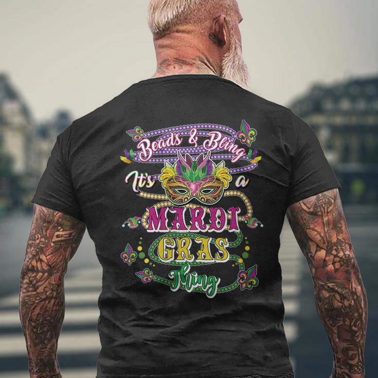 Damen Mardis Gras Perlen Und Bling Es Ist Ein Mardi Gras Ding Mit-Ausschnitt T-Shirt mit Rückendruck Geschenke für alte Männer