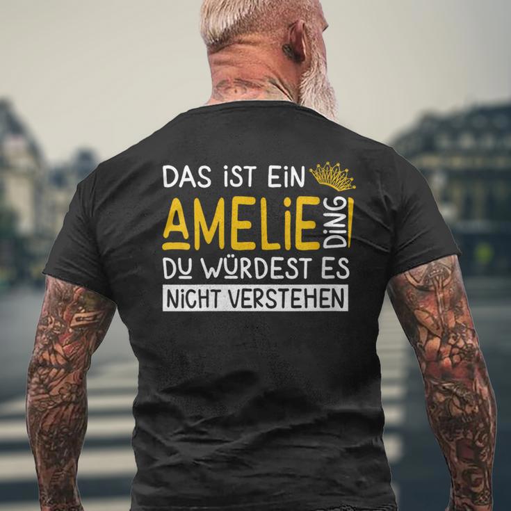 Damenorname Amelie Name Namenstag Spruch Das Ist Ein Amelie Ding Mit-Ausschnitt T-Shirt mit Rückendruck Geschenke für alte Männer