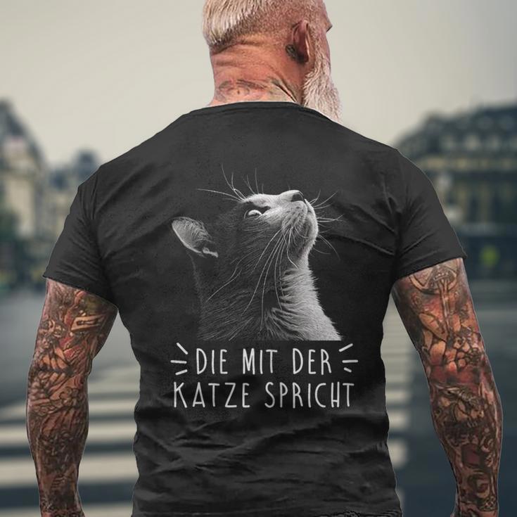 Die Mit Der Katze Sprechen T-Shirt mit Rückendruck Geschenke für alte Männer