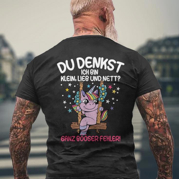 Du Tenkst Ich Bin Klein Liebe Und Nett Unicorn T-Shirt mit Rückendruck Geschenke für alte Männer