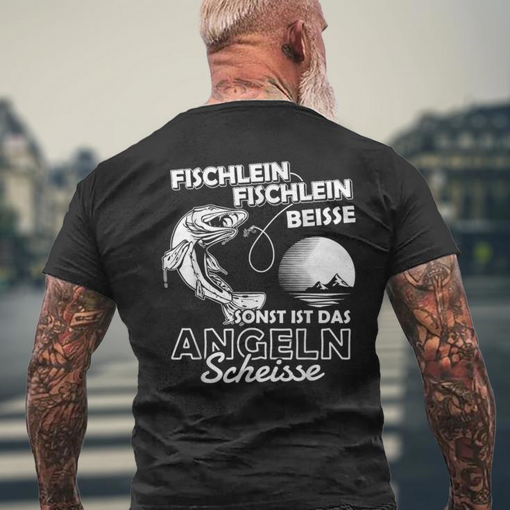 Fischlein Beisse Angler Fishing T-Shirt mit Rückendruck Geschenke für alte Männer