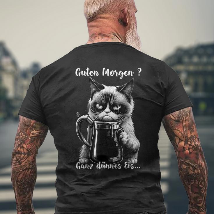 Guten Morgen Ganz Thin Eis Cat Kaffee T-Shirt mit Rückendruck Geschenke für alte Männer