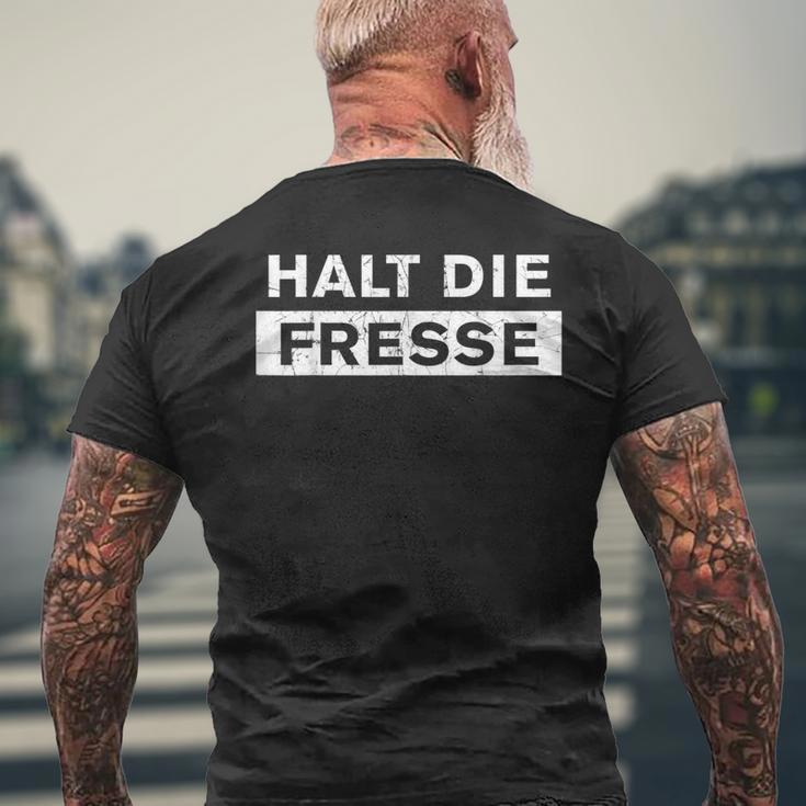 Halt Die Fresse Schnauze Maul T-Shirt mit Rückendruck Geschenke für alte Männer