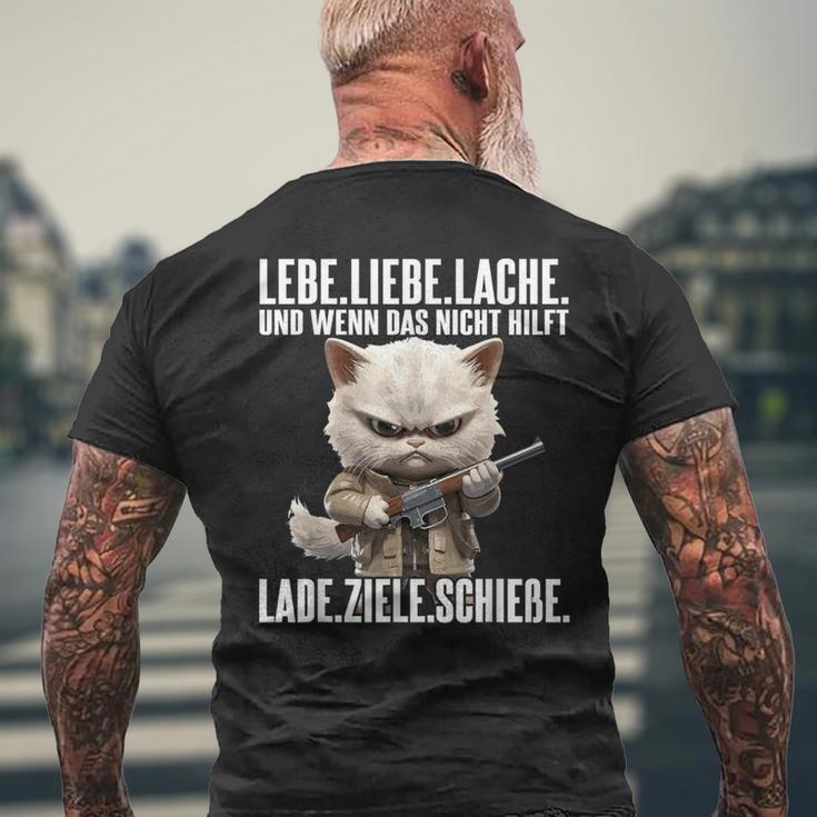 Lebe Liebe Lache Wenn Das Nicht Hilft Lade Ziele Schieße T-Shirt mit Rückendruck Geschenke für alte Männer