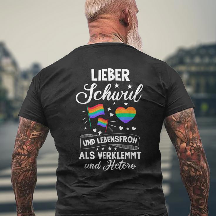 Lieber Schwul Und Lebensfroh Alserlemmund Und Hetero Pride S T-Shirt mit Rückendruck Geschenke für alte Männer