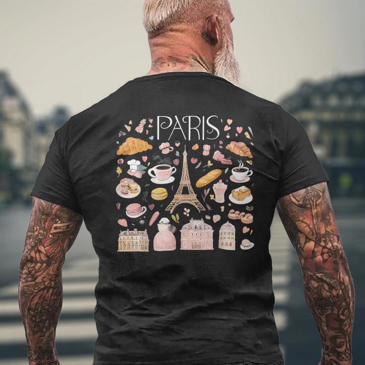 Paris France Souvenir Elegant Parisian Landmarks Aifel Tower T-Shirt mit Rückendruck Geschenke für alte Männer