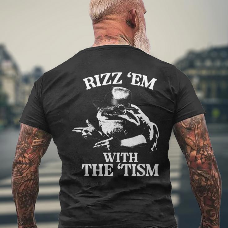 Rizz Em With The Tism Meme Frog Men's T-shirt Back Print | Mazezy