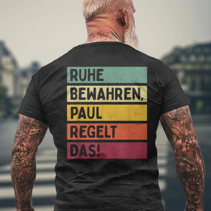 Ruhe Bewahren Paul Regelt Das Spruch In Retro Colours T-Shirt mit Rückendruck Geschenke für alte Männer