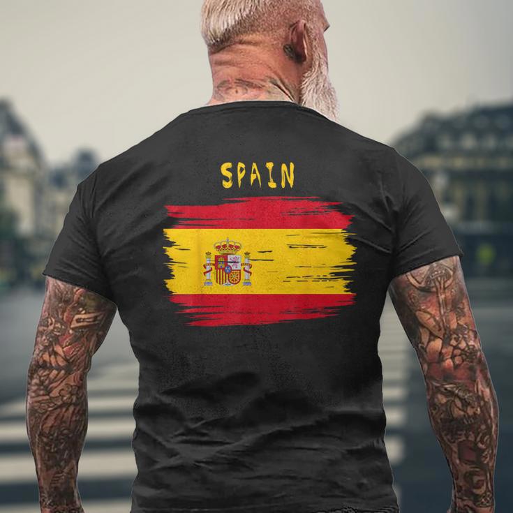 Spain Flag Brush Stroke Style T-Shirt mit Rückendruck Geschenke für alte Männer